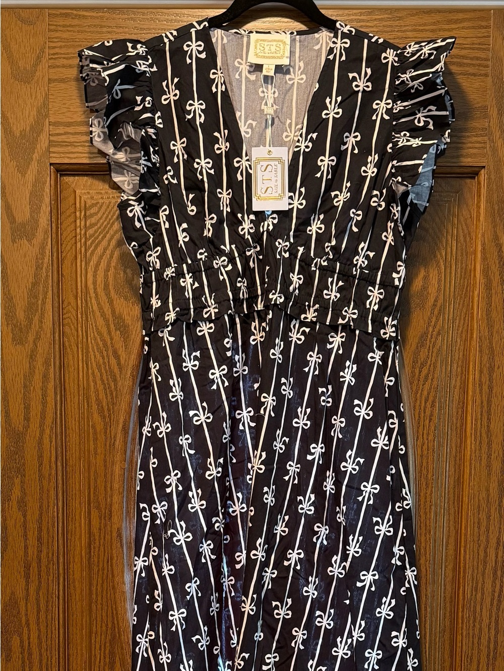 Sail to sable Black & White Bow-Print Maxi Skirt